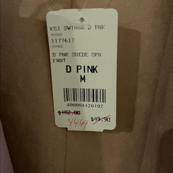 NWT faux suede Sleeveless Waterfall Vest - Picture 2 of 10